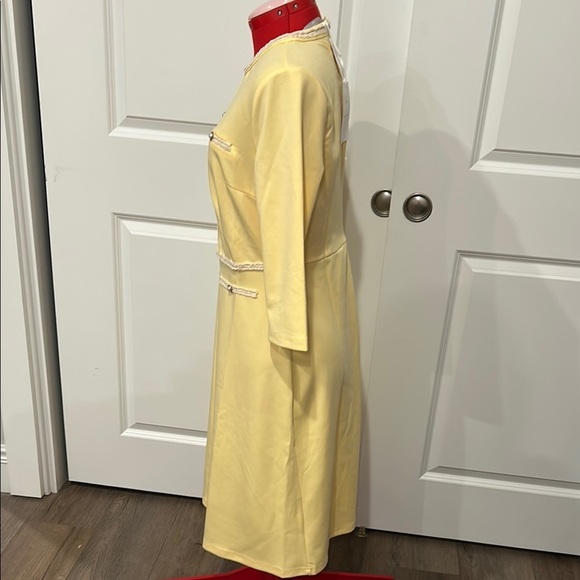 NWT Hobemty Pale Yellow 3/4 Sleeve Women’s Dress Country Club Easter Size Medium - Picture 4 of 8